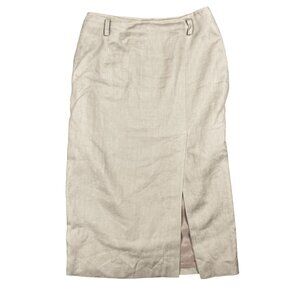 Valerie Stevens Linen Midi Skirt Womens Site 12 Office Capsule Thigh High Slit